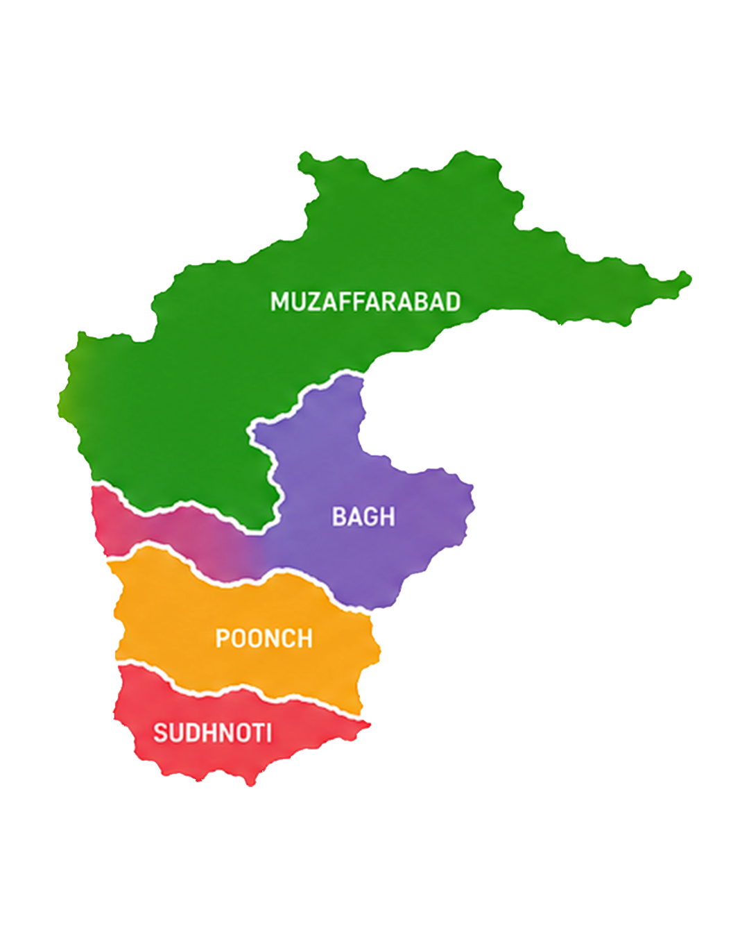 Telecom Region 2 map showing Muzaffarabad, Bagh, Poonch and Sudhnoti