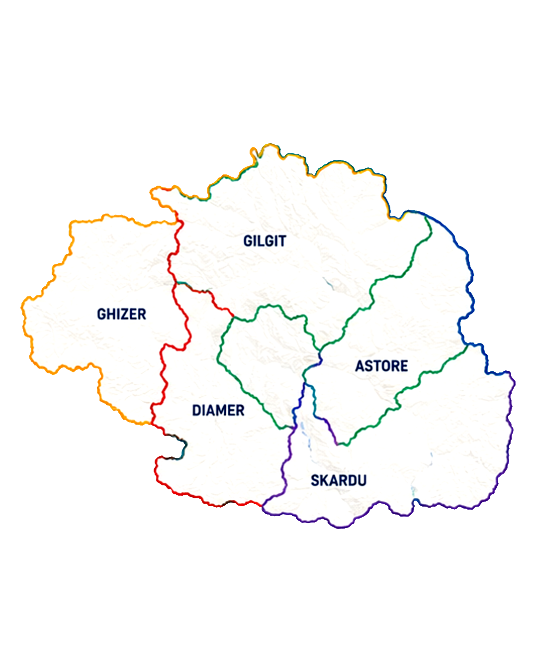 Telecom Region 3 map showing Ghizer, Gilgit, Astore, Diamer and Skardu